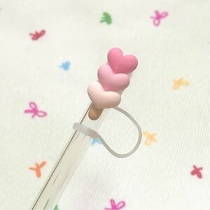 Heart-Shaped Pink Straw Topper